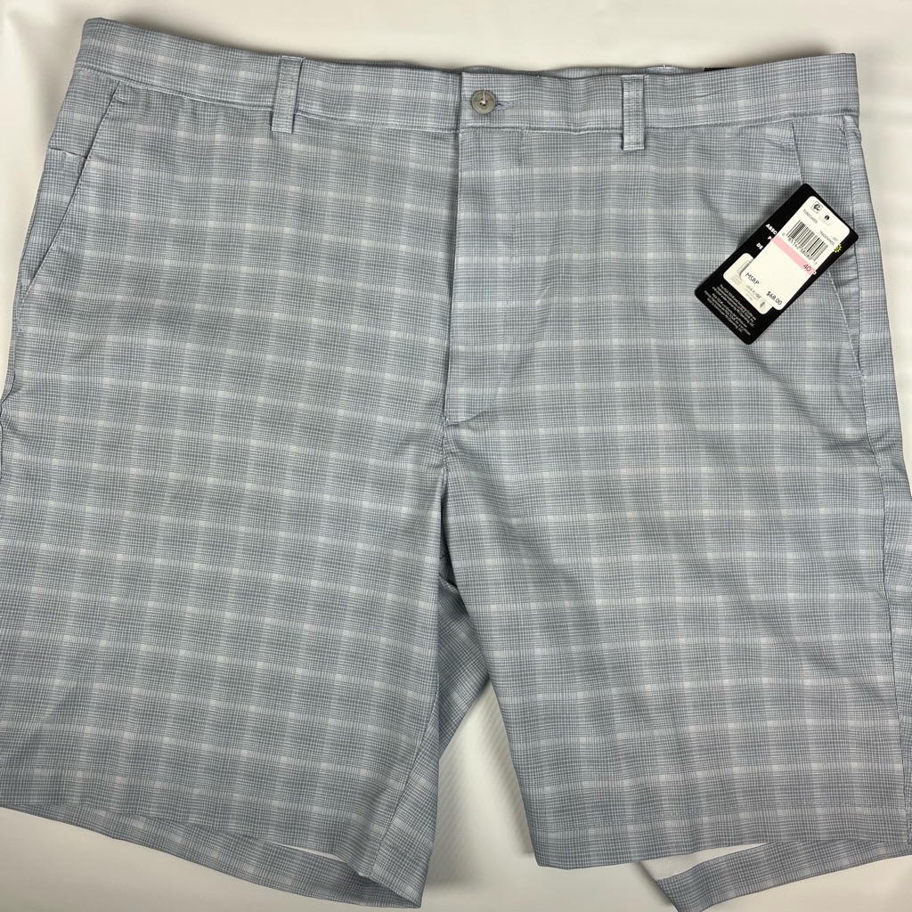Nwt Men’s Pga Tour Stretch Active Waistband Shorts Blue/Gray Size: 40